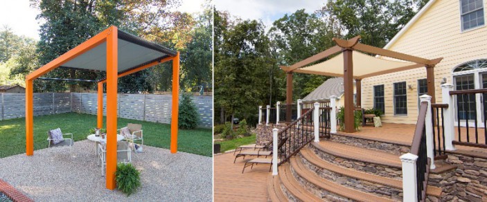 Trex Pergola Air (left) and Vision (right) were recently honored with ADEX Awards for design excellence.