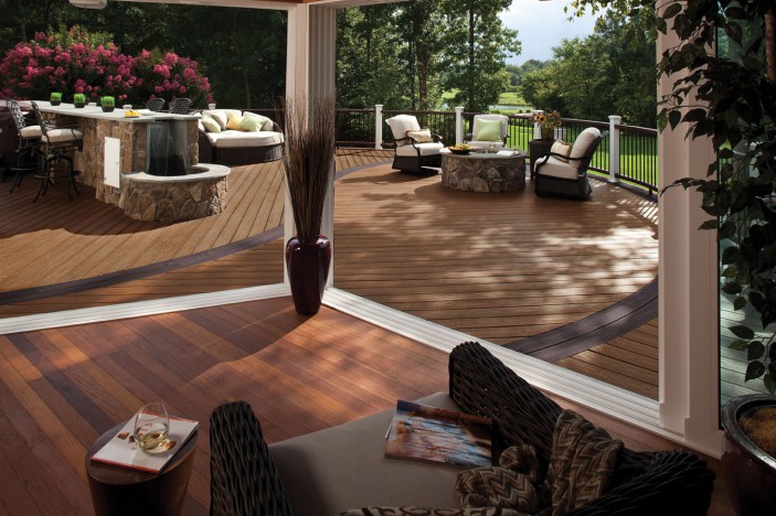 Trex decking is made from 95% recycled material.