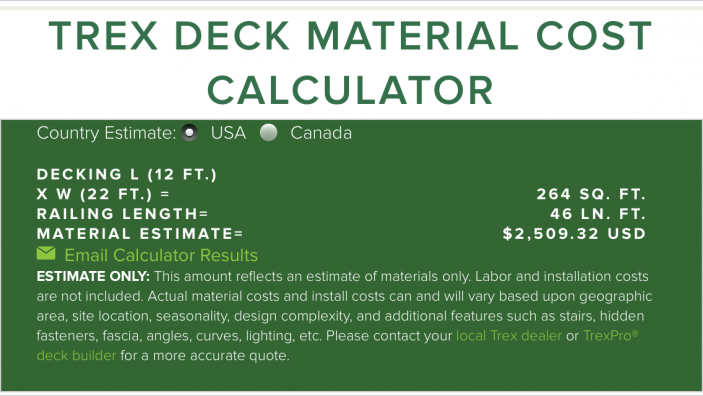 trex deck estimate trex deck estimate
