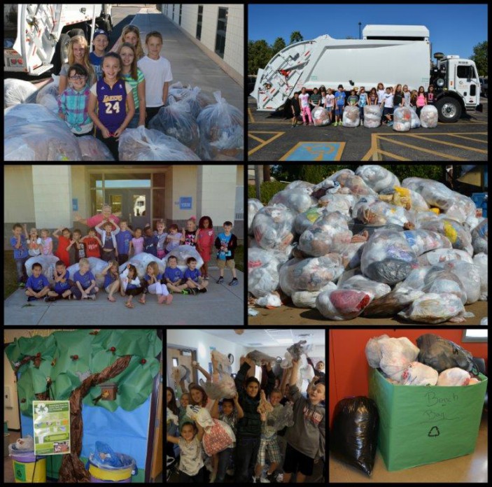 Students collect plastic film for the Trex Plastic Film Recycling Challenge