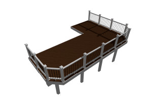Beveled edge deck design plan created by Trex